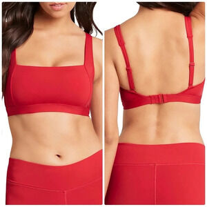 Sea Level Riviera Rib Sz 14 Red Square Neck Bralette Bikini Top